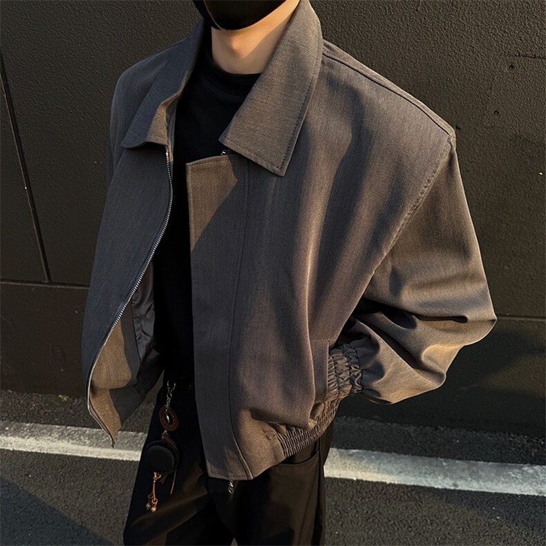 HJ97-P66美式cleanfit翻领垫肩行政夹克男春秋季款情侣,男装夹克,电商B323A