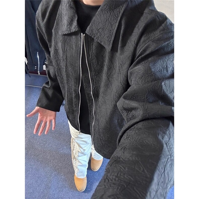 cleanfit尼龙褶皱外套男春秋美式复古飞行员行政夹克LJK6022-P58图片