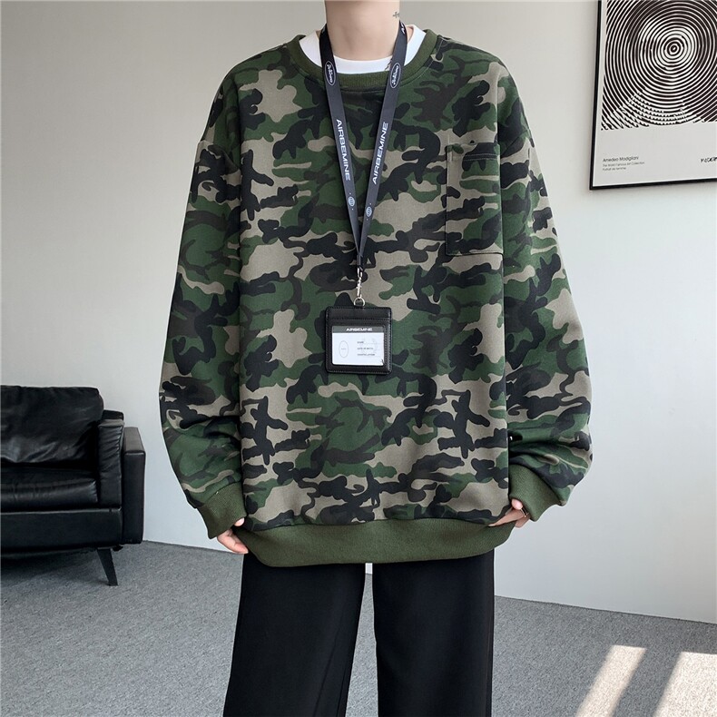 WY10177-特P38美式复古迷彩卫衣内搭男女宽松休闲百搭高级感上衣,男装卫衣,电商A059