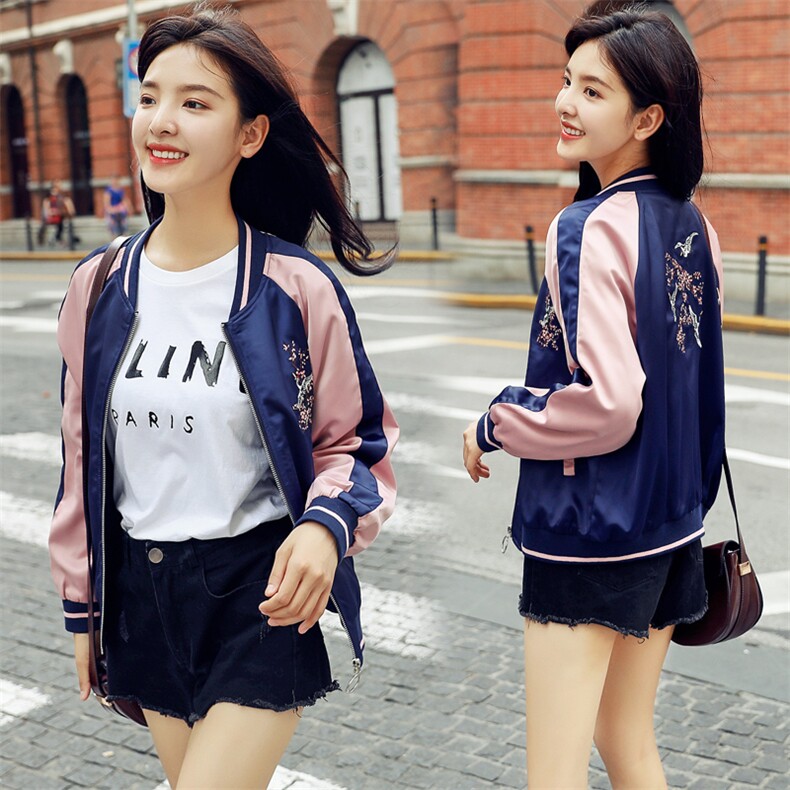 春秋短外套女2025年新款时尚刺绣拼接撞色棒球服流行百搭夹克上衣，女装短外套，帛香坊