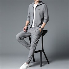S3100-2钱塘2020-2中青年男士春秋薄款时尚休闲简约卫衣套装P180，男装休闲套装，钱塘207-2