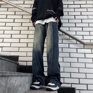 牛仔裤男款美式高街男生裤子潮牌痞帅男士复古休闲直筒裤N819-P50图片
