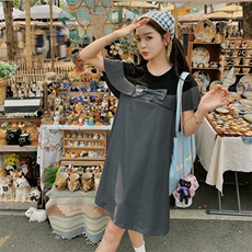 欧洲站2025夏装新款宽松显瘦胖MM时尚T恤裙休闲假两件连衣裙女潮，女装连衣裙，帛香坊