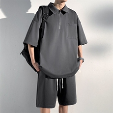 GENIOLAMODE冰丝休闲套装男穿搭一整套夏季运动2025新款帅气男装，男装Polo衫，电商A001