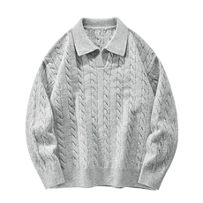 MF7435-CG-BRP52跨境麻花v领毛衣男款韩系穿搭翻领套头polo翻领，男装针织衫/毛衣，星座510A-3