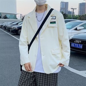 港风复古秋季韩版西装外套男女宽松休闲设计感痞帅小西服ZW04P68图片