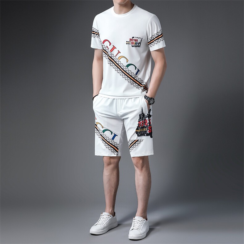JG22-17男士2023年春夏季新款运动套装短袖短裤T恤卫裤二件套P125图片