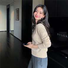 2025秋冬百搭时尚v领长袖抽条舒适内搭，女装羊绒衫，玛卡隆羊绒