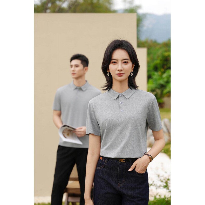 2025春夏高级感冰丝无痕POLO衫S-6XL男女工作服LOGO定制L99201P38,男装Polo衫,星座1602B（原101B-1）