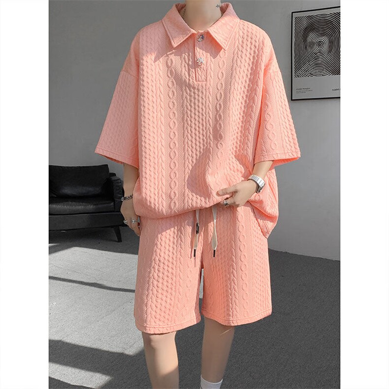 现货TZ766-TP50控88套装夏季新款港风宽松短袖短裤T恤大码男装,男装T恤,电商A059