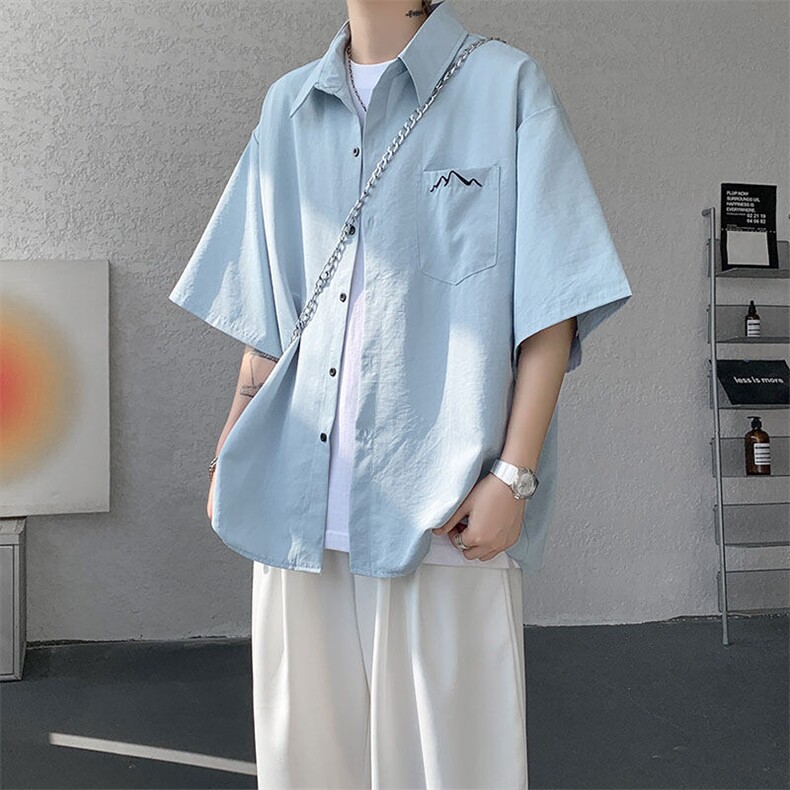 CS1143-特批25控49夏薄款冰丝面料大码短袖衬衫防晒透气外套,男装防晒衣,电商A059