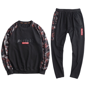 运动套装男士春季卫衣休闲运动服装两件套加肥加大L-9XL 9568P130图片