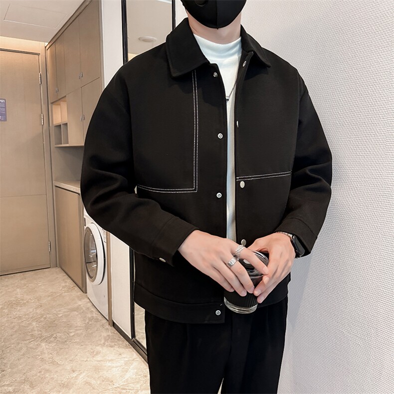 小伙店主风呢子大衣秋冬妮子毛呢拼色夹克外套A236-JK-5037-P135,男装夹克,电商A236