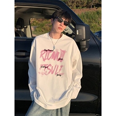 简约文艺ins流行慵懒百搭日系潮束口纯棉长袖T恤卫衣T95-P30网图，女装T恤，电商B245