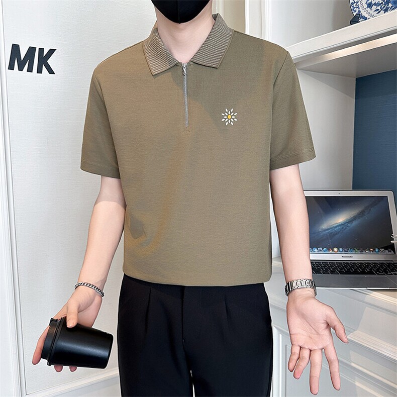 绿 店主风社会小伙男士POLO衫男刺绣翻领保罗衫301A-1/PL123/P58图片