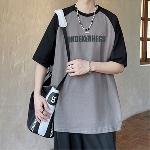 C310-P28 2024夏季新款圆领短袖T恤男潮牌休闲五分袖上衣 现货图片