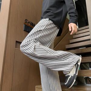 2025秋季新款慵懒风鱼骨纹休闲裤男宽松直筒裤K2513-310B-1-P36图片