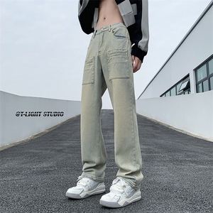 B221 美式ins高街暗黑小众多口袋直筒牛仔裤子 LK23049-P60 控78图片