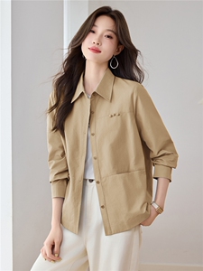 时尚休闲翻领衬衫外套女2025秋季新款百搭宽松长袖衬衣式开衫上衣图片