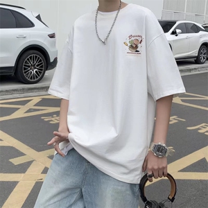 夏季潮牌男士短袖t恤男潮流上衣纯棉精梳半袖体恤衫TC37P32图片