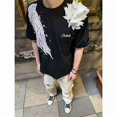 半墨宽松大码新中式风衬衫男短袖立领复古竹子印花夏装文艺衬衣，男装T恤，星座506A