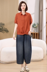 叶笙衣套装2521-125衬衣领上衣阔腿裤套装，女装套装/套裙，叶笙衣