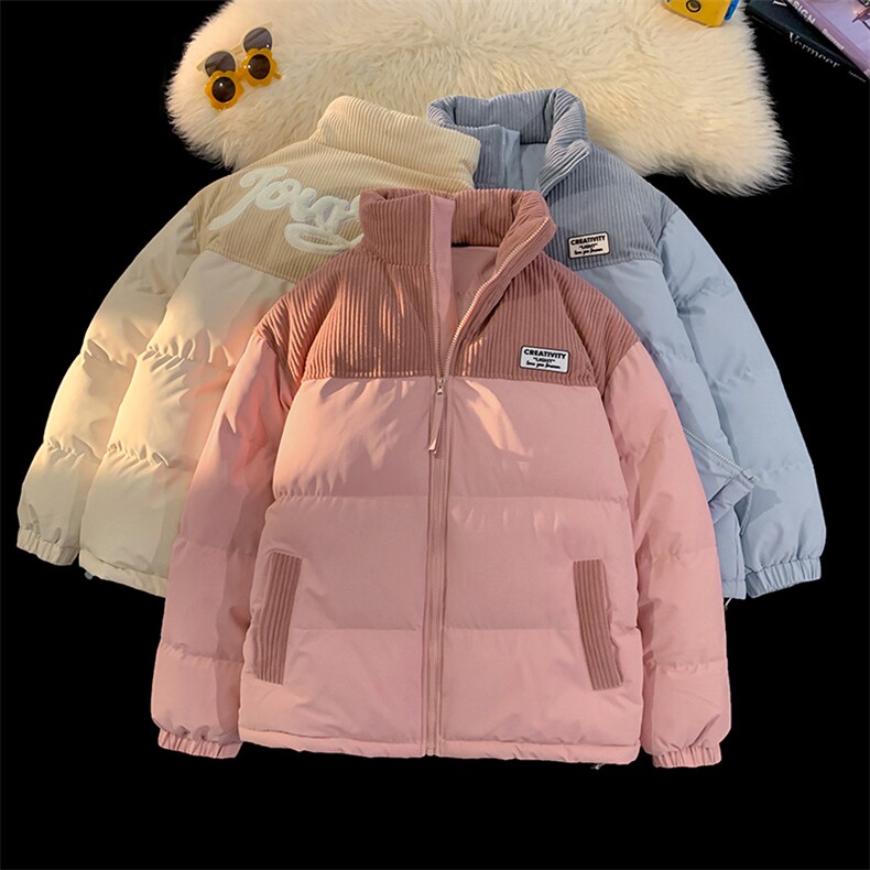 冬季青少年灯芯绒立领拼接外套休闲百搭面包服棉服5302-P78,男装棉衣,电商B306