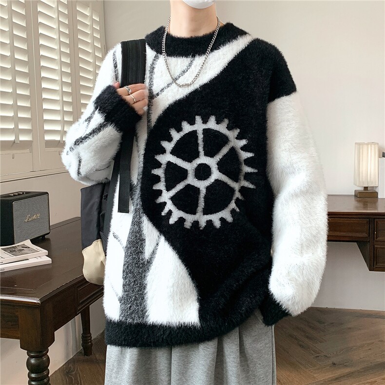 秋冬新款青少年时尚圆领扩版休闲针织衫毛衣男1018-1-M616-P45,男装针织衫/毛衣,星座1018-1​