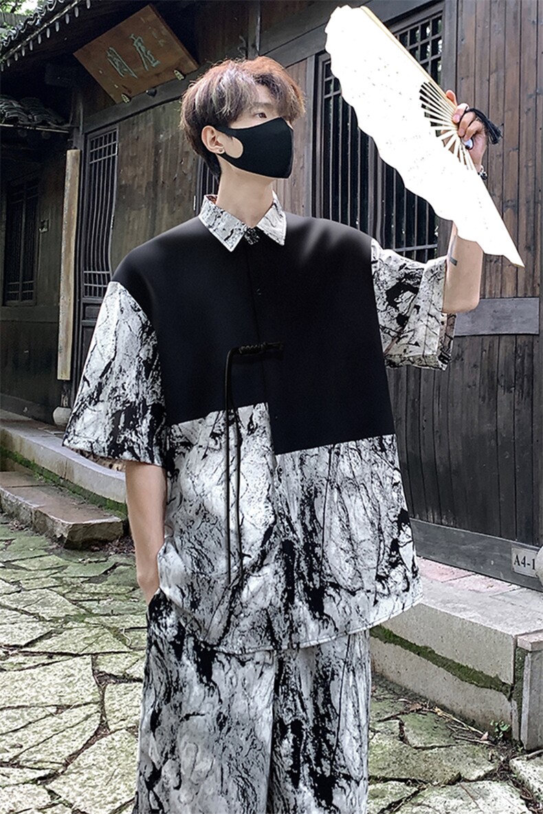 新中式套装TZ77797特P51衬衫CS77798特P33DK77055特P18套装控108,男装衬衫,星座227-7