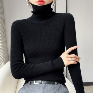 堆堆领羊毛衫女100 羊毛针织衫秋冬季衫套头内搭毛衣打底衫图片