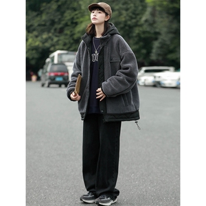 2023冬款中性羊羔绒棉服加绒刺绣棉衣外套男女 8336-P130控价178图片