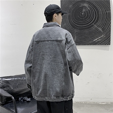 jk631-p75-限价98港风日系中性大码牛仔外套潮牌ins宽松夹克，男装工装外套，星座116