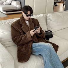 1港风泰迪绒短款纯色西装大衣高级感毛呢外套男77938P128控188，男装风衣，星座226-2