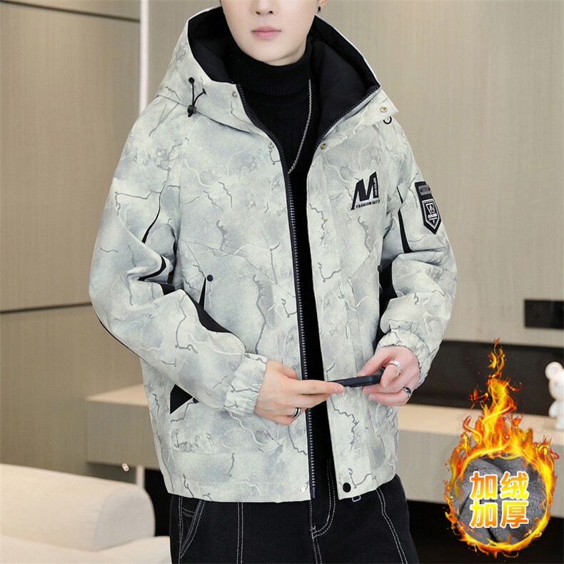 加绒加厚连帽夹克男秋冬时尚潮流加厚棉衣男外套MY651-P88，男装夹克，星座310B