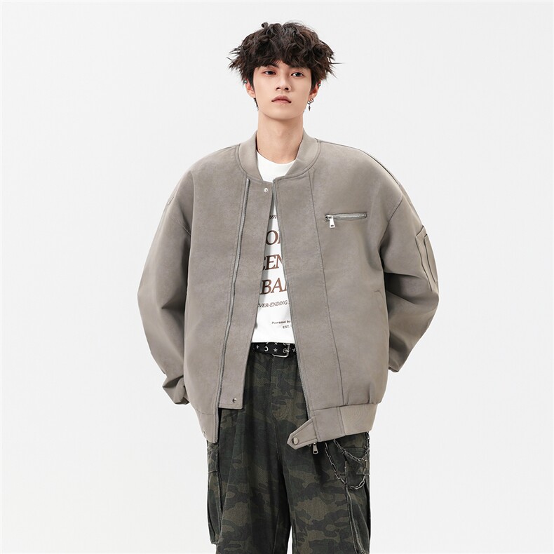 美式高阶秋冬PU棒球服夹克痞帅百搭情侣外套J562505TP75,男装夹克,电商A247