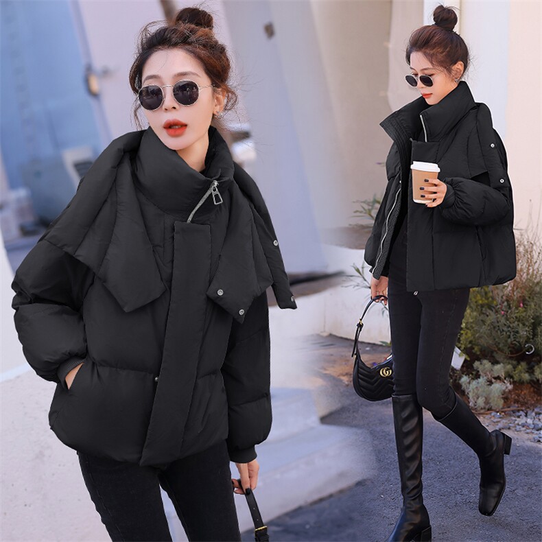 羽绒棉棉服女2024年冬季新款女装时尚休闲韩版连帽立领加厚棉服,女装棉衣/棉服,时尚俏佳人