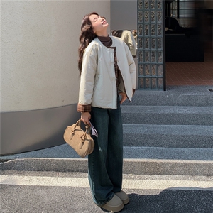 格子拼接轻薄款羽绒棉服女秋冬小棉衣韩系爆款夹棉外套棉袄流行图片