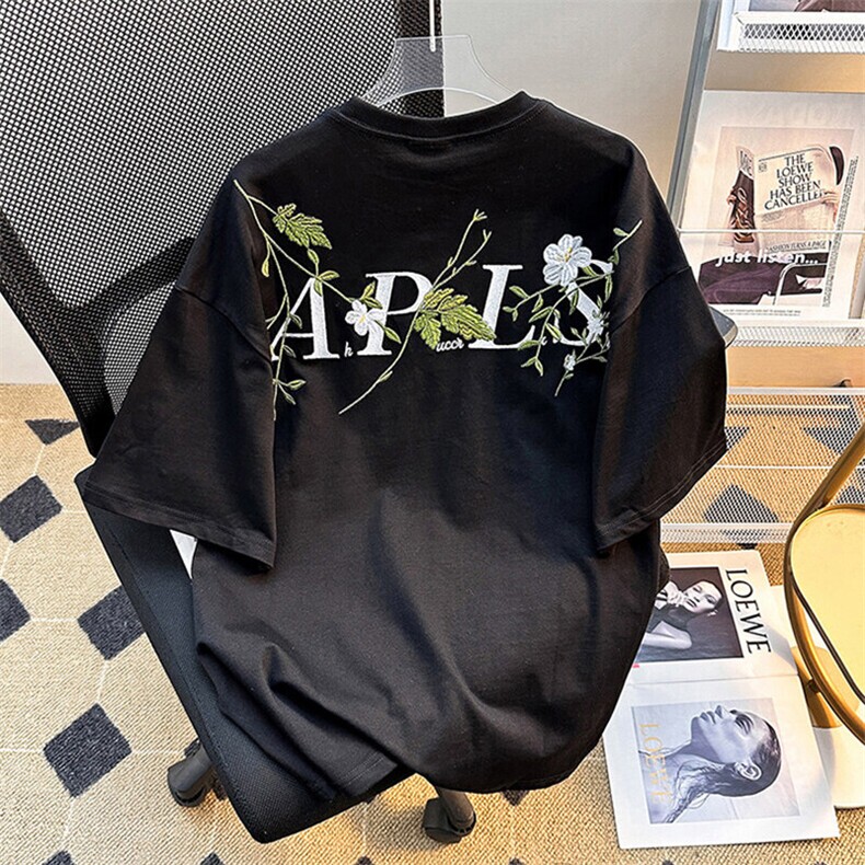 万针全刺绣工艺高品质260克纯棉双纱美式宽松百搭短袖T恤特P33,男装T恤,电商A486