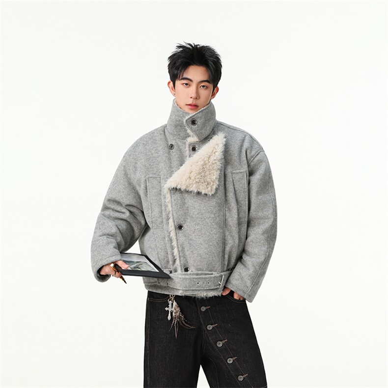 羊毛）复古双排扣毛领棉服男女冬季呢夹克JK1008-特P135-控258,男装夹克,星座216(原A116)