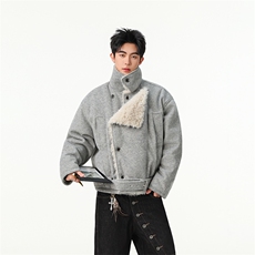 羊毛）复古双排扣毛领棉服男女冬季呢夹克JK1008-特P135-控258，男装夹克，星座216(原A116)