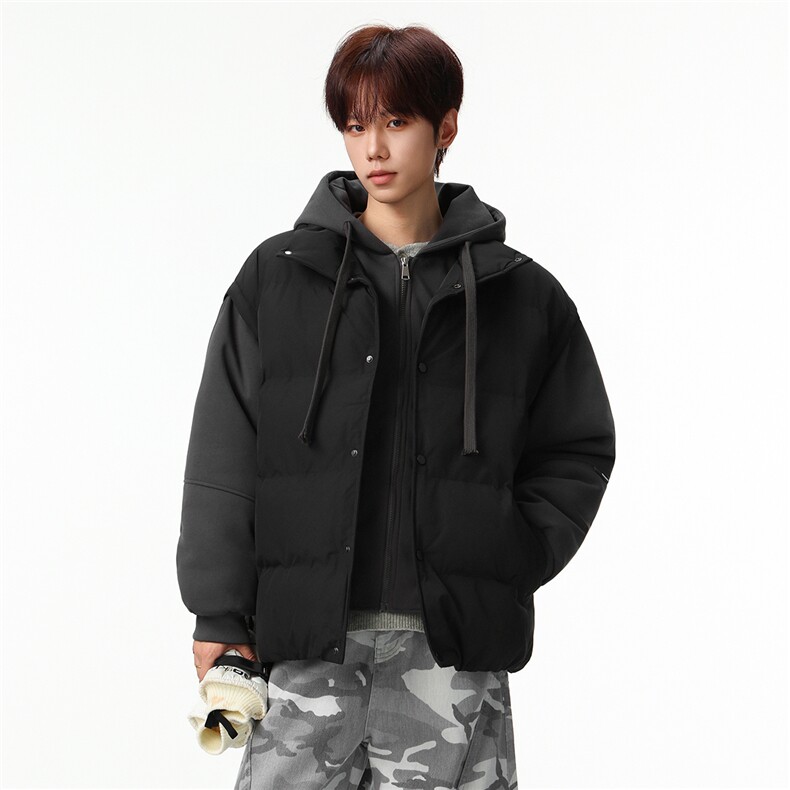 新款冬季羽绒棉服棉袄连帽假两件韩版宽松外套A436-2511-P85,男装棉衣,电商A436