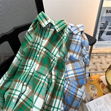 格子衬衫男女长袖文艺帅气百搭宽松2026春季ins外套CY1076-P38，男装衬衫，星座412-2