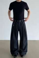 美式复古休闲裤条纹春秋季2025年新款宽松垂感直筒阔腿裤，男装休闲裤，星座302B-2