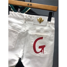 白色短裤男夏季潮流弹力马裤休闲牛仔裤高端潮牌青春修身五分中裤，男装牛仔裤，星座506A