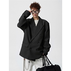 双排扣大码M-5XL西服男成分96%聚酯纤维4%氨纶XF78127P85控128，男装西服，星座226-1