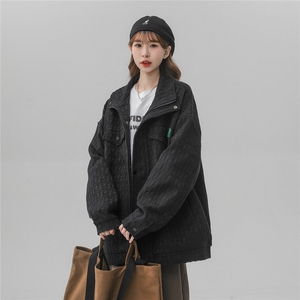 小香风美式牛仔大码M-5XL夹克男中性风工装外套女JK8740P125控168图片