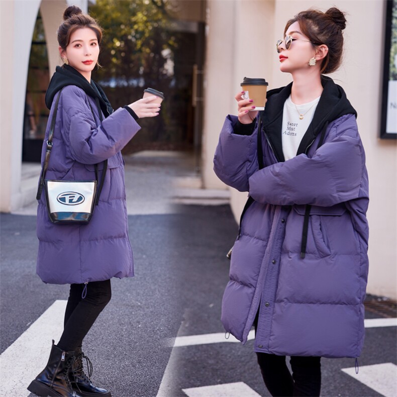 2023年秋冬季新款女装韩版休闲大码羽绒服长款外套，女装羽绒服，靓星雨