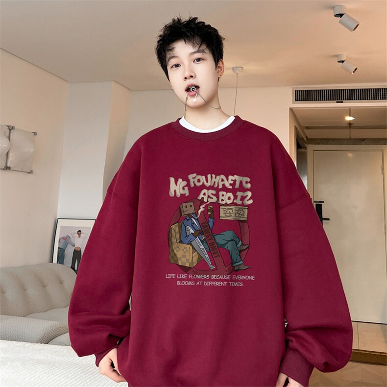 ！圆领卫衣男装港风长袖T恤男外套男WY154-P28,男装卫衣,电商B367