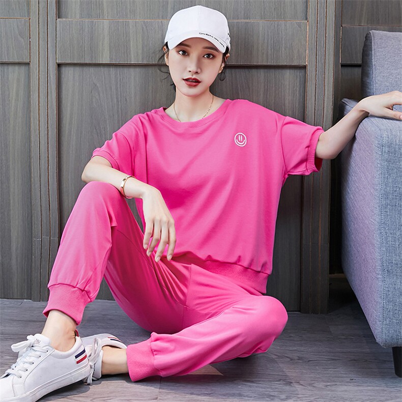 2020运动服套装女夏夏天休闲女装两件套潮夏季时尚短袖七分裤,女装套装/套裙,凯瑟曼