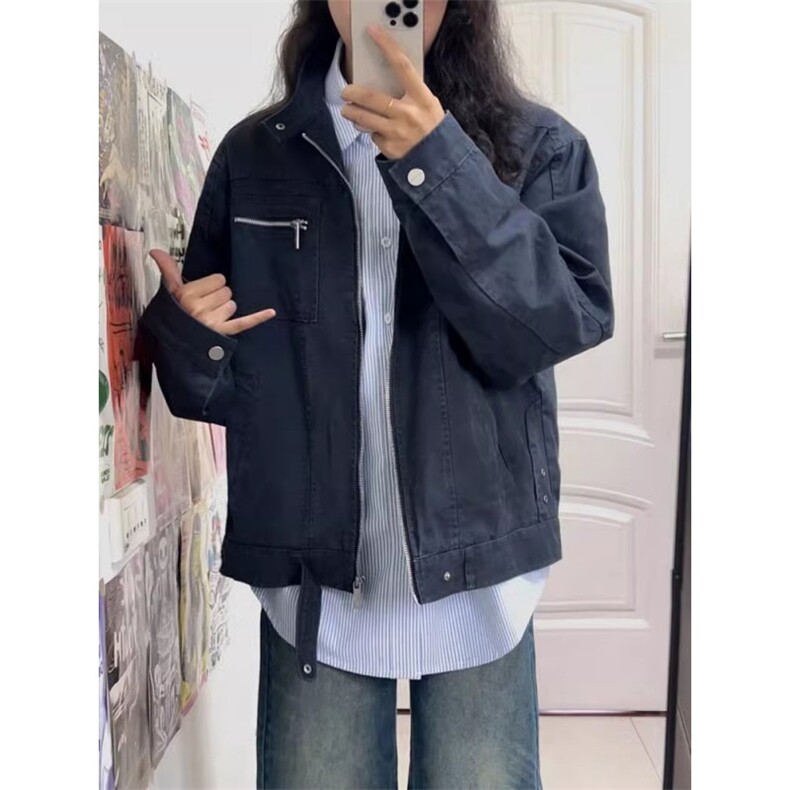 MA748-P78网图水洗帆布牛仔外套男款美式多口袋立领工装夹克,男装夹克,星座1611A